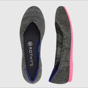 Rothy’s Grey Birdseye Flat with Pink Sole